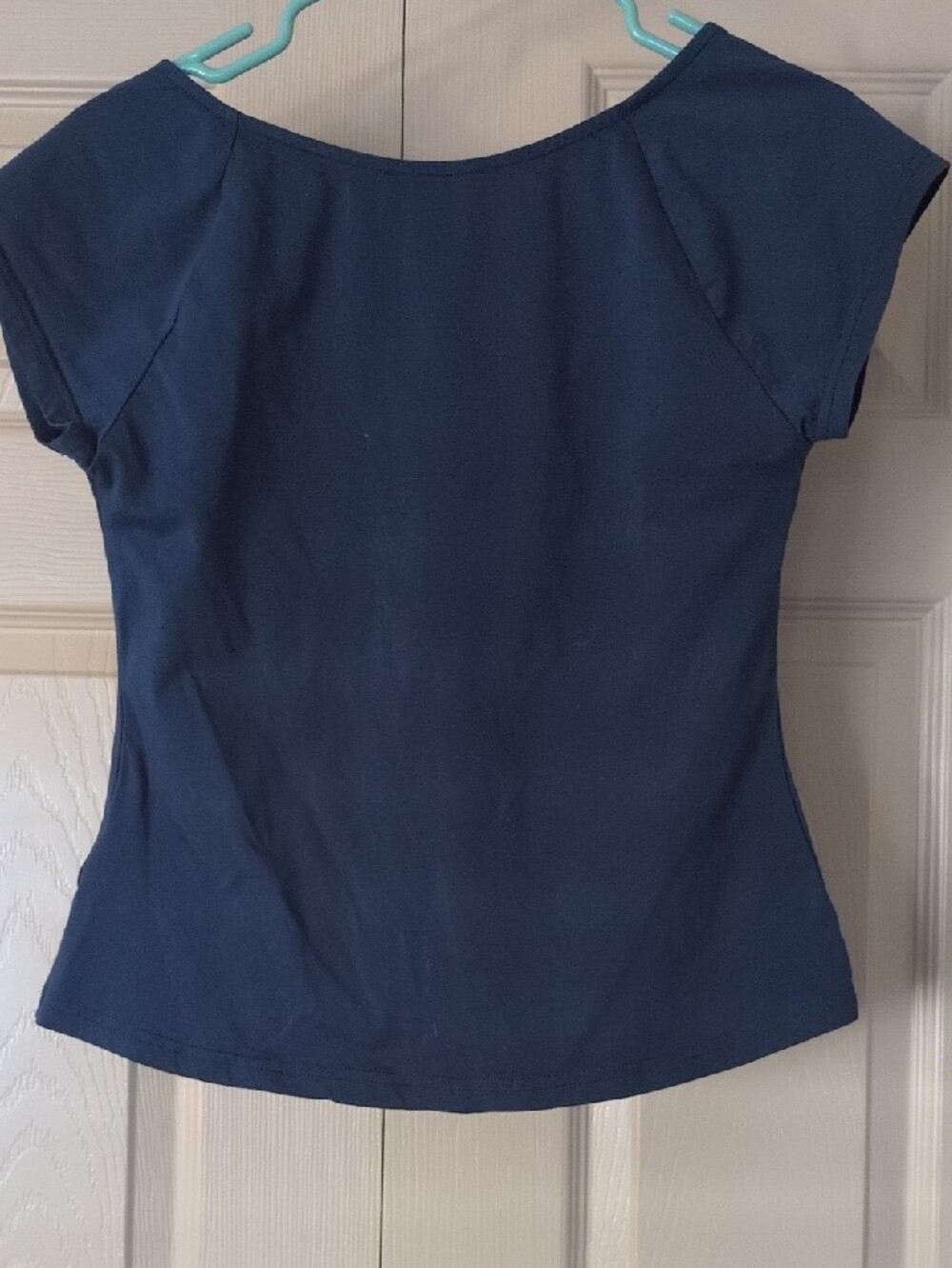 Modcloth Navy Tie-Front Cap Sleeve Top - Picture 4 of 6